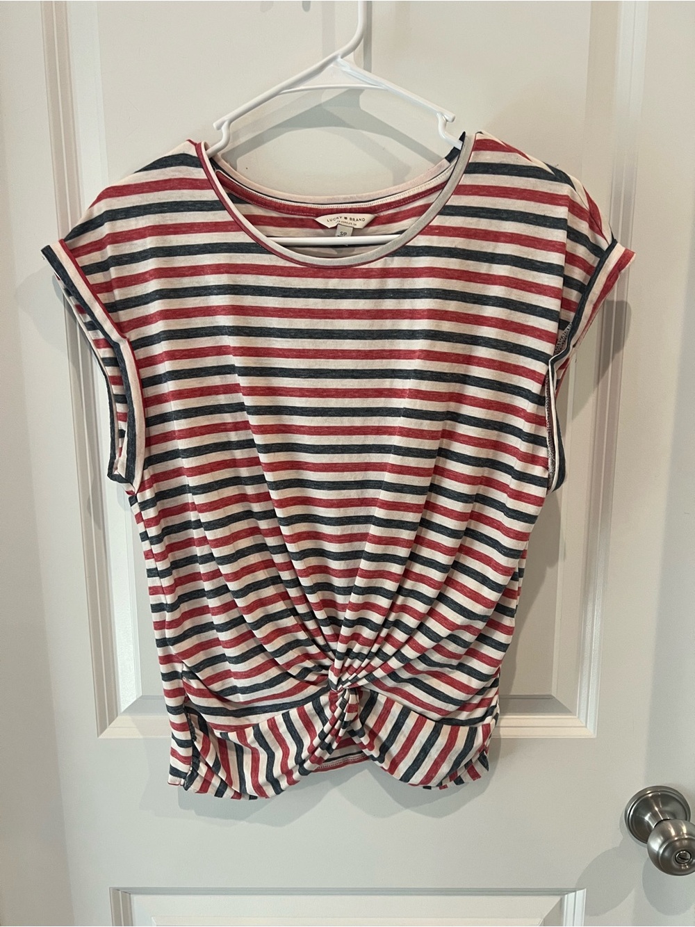 Lucky Brand Twisted Knot Striped Top Size S/P